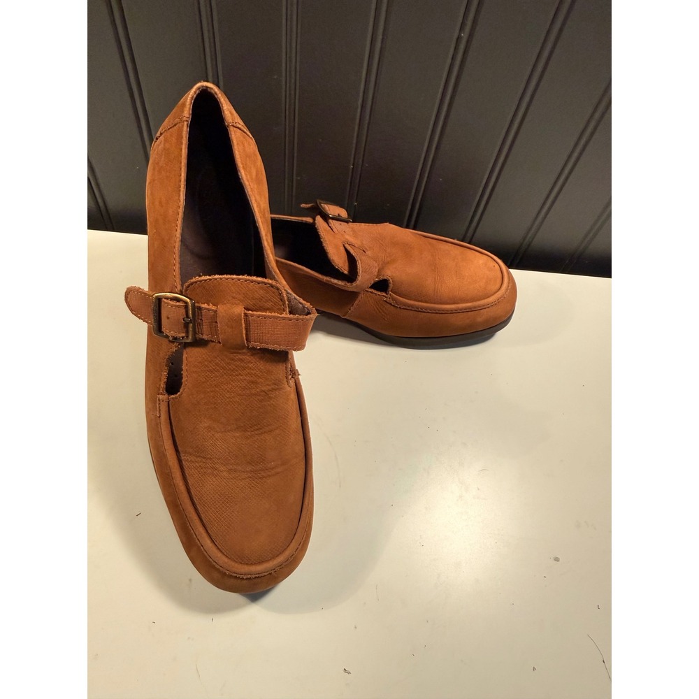 Rockport W5921 Tan Brown Leather Mary Jane Buckle Loafers Brazil Womens 8.5 M